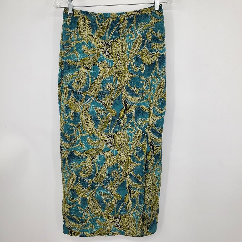 Vintage Valerie Stevens Y2K Midi Silk Lagenlook Cottage Core Skirt 10 Petite‎